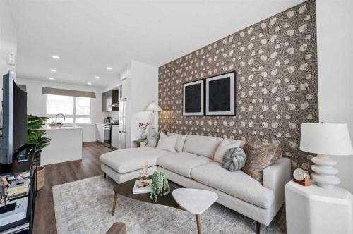 132 Quesnay Wood Link Sw, Calgary, AB - Indoor Photo Showing Living Room