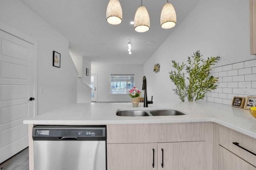 131 Lucas Boulevard, Calgary, AB - Indoor Photo Showing Kitchen With Double Sink
