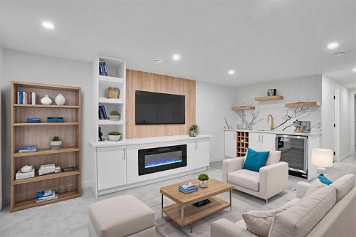 52 Franklin Drive Se, Calgary, AB - Indoor Photo Showing Living Room With Fireplace