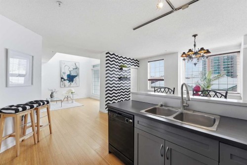 708-108 15 Avenue Se, Calgary, AB - Indoor Photo Showing Kitchen With Double Sink