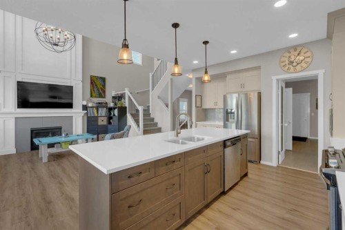 173 Kingsbury Close Se, Airdrie, AB - Indoor Photo Showing Kitchen With Double Sink With Upgraded Kitchen