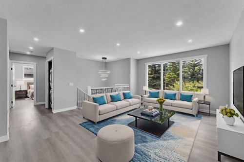 992 Rundlecairn Way Ne, Calgary, AB - Indoor Photo Showing Living Room