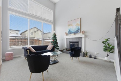52 Brightoncrest Terrace Se, Calgary, AB - Indoor With Fireplace