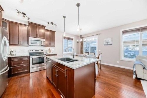 297 Evanspark Gardens Nw, Calgary, AB - Indoor Photo Showing Kitchen With Double Sink With Upgraded Kitchen