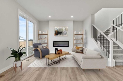 315 Kinniburgh Loop, Chestermere, AB - Indoor Photo Showing Living Room With Fireplace
