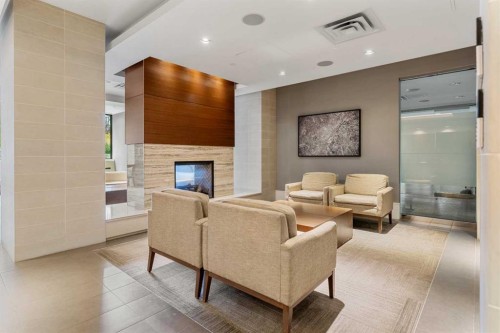 1526-222 Riverfront Avenue Sw, Calgary, AB - Indoor With Fireplace