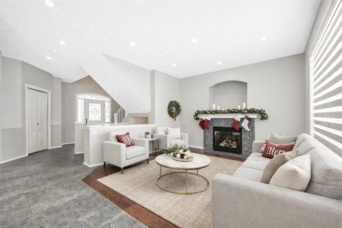 312 Kincora Heights Nw, Calgary, AB - Indoor Photo Showing Living Room With Fireplace