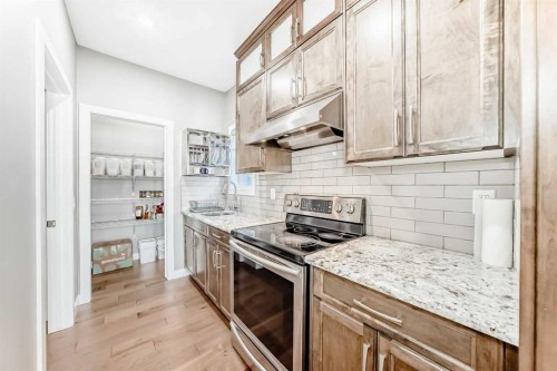 201 Aspenmere Way, Chestermere, AB - Indoor Photo Showing Kitchen With Upgraded Kitchen