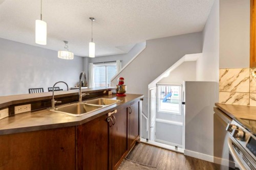 243 New Brighton Landing Se, Calgary, AB - Indoor Photo Showing Kitchen With Double Sink