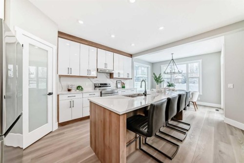 101 Auburn Springs Park Se, Calgary, AB - Indoor Photo Showing Kitchen With Double Sink