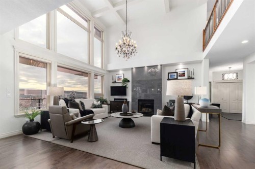 33 Discovery Rise Sw, Calgary, AB - Indoor Photo Showing Living Room With Fireplace