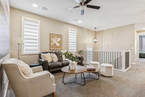 487 Rivercrest Road, Cochrane, AB - Indoor Photo Showing Living Room