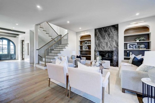 3614 10 Street Sw, Calgary, AB - Indoor Photo Showing Living Room With Fireplace