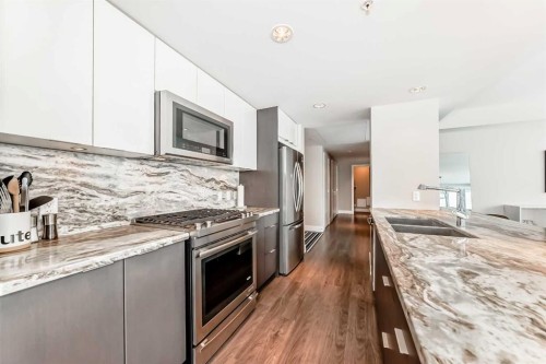 604-510 6 Avenue Se, Calgary, AB - Indoor Photo Showing Kitchen With Double Sink With Upgraded Kitchen