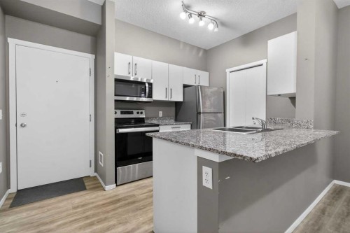 3115-4641 128 Avenue Ne, Calgary, AB - Indoor Photo Showing Kitchen With Stainless Steel Kitchen With Upgraded Kitchen