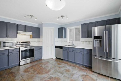 216 Mt. Aberdeen Close Se, Calgary, AB - Indoor Photo Showing Kitchen With Stainless Steel Kitchen With Double Sink