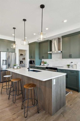 213 Southbow Drive, Cochrane, AB - Indoor Photo Showing Kitchen With Upgraded Kitchen