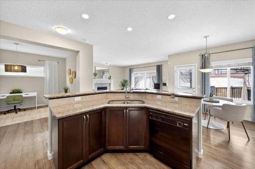 180 Kinlea Link Nw, Calgary, AB - Indoor Photo Showing Kitchen With Double Sink
