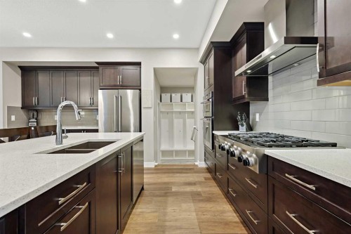 41 Seton Grove Se, Calgary, AB - Indoor Photo Showing Kitchen With Stainless Steel Kitchen With Double Sink With Upgraded Kitchen