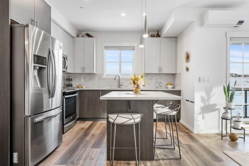 3114-298 Sage Meadows Park Nw, Calgary, AB - Indoor Photo Showing Kitchen With Stainless Steel Kitchen With Upgraded Kitchen