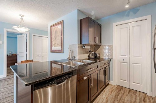 311-2715 12 Avenue Se, Calgary, AB - Indoor Photo Showing Kitchen With Double Sink