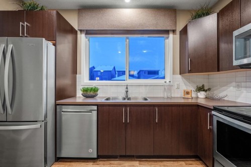 1071 Cornerstone Street Ne, Calgary, AB - Indoor Photo Showing Kitchen With Double Sink
