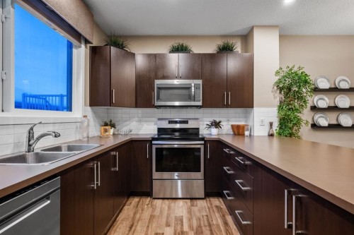 1071 Cornerstone Street Ne, Calgary, AB - Indoor Photo Showing Kitchen With Double Sink