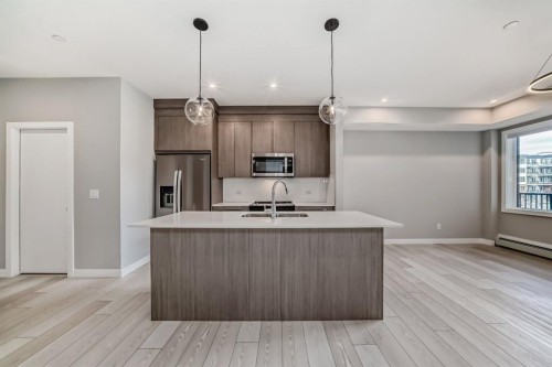 1218-6 Merganser Drive West, Chestermere, AB - Indoor Photo Showing Kitchen With Double Sink With Upgraded Kitchen