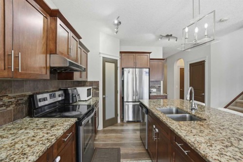 14 Skyview Ranch Street Ne, Calgary, AB - Indoor Photo Showing Kitchen With Stainless Steel Kitchen With Double Sink With Upgraded Kitchen