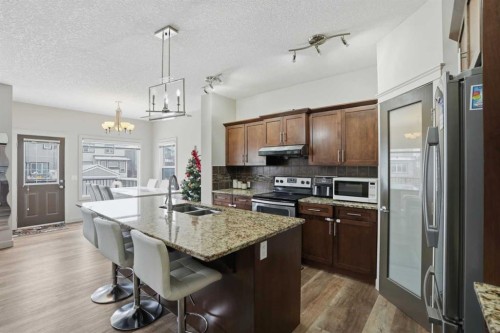 14 Skyview Ranch Street Ne, Calgary, AB - Indoor Photo Showing Kitchen With Double Sink