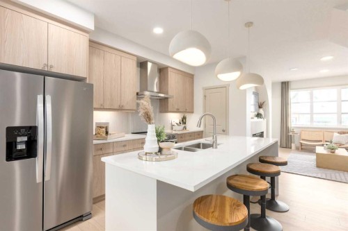 138 Sora Gardens Se, Calgary, AB - Indoor Photo Showing Kitchen With Double Sink With Upgraded Kitchen