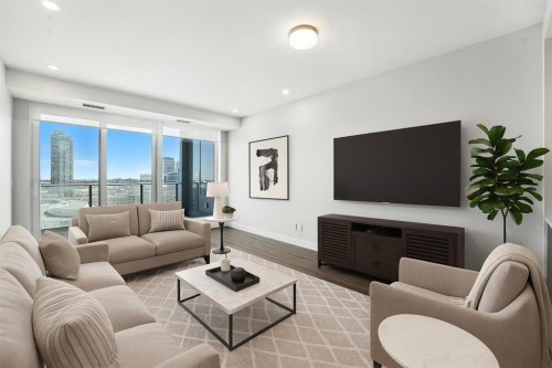 1407-530 3 Street Se, Calgary, AB - Indoor Photo Showing Living Room
