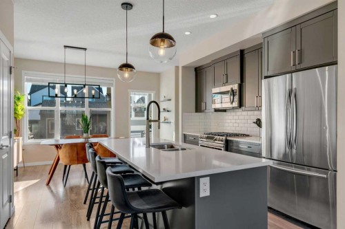 84 Masters Heights Se, Calgary, AB - Indoor Photo Showing Kitchen With Stainless Steel Kitchen With Double Sink With Upgraded Kitchen