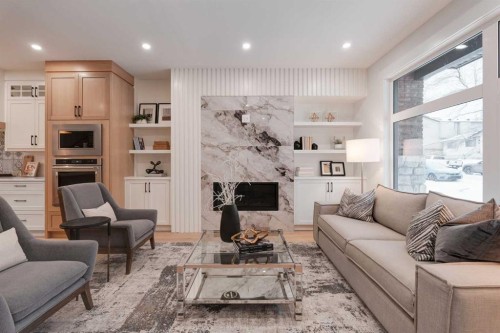 2810 35 Street Sw, Calgary, AB - Indoor Photo Showing Living Room With Fireplace