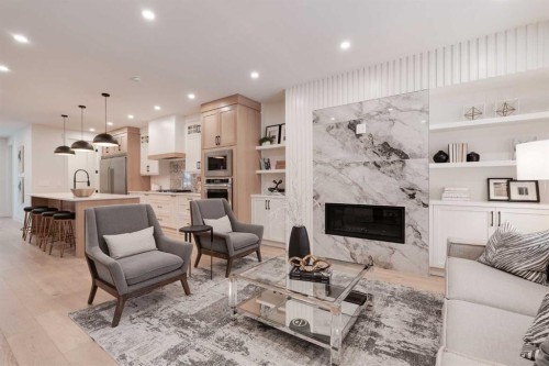 2810 35 Street Sw, Calgary, AB - Indoor Photo Showing Living Room With Fireplace