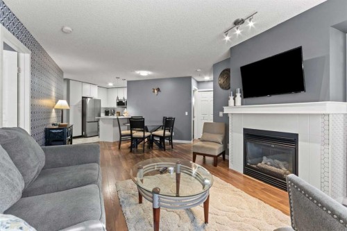 116-5115 Richard Road Sw, Calgary, AB - Indoor Photo Showing Living Room With Fireplace