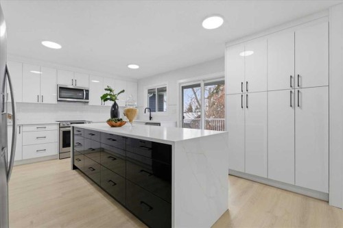 128 Deermoss Crescent Se, Calgary, AB - Indoor Photo Showing Kitchen With Upgraded Kitchen