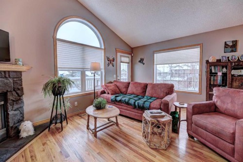 73 Cresthaven View Sw, Calgary, AB - Indoor Photo Showing Living Room With Fireplace