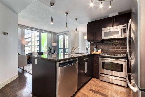 500-817 15 Avenue Sw, Calgary, AB - Indoor Photo Showing Kitchen With Upgraded Kitchen