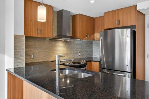 809-303 13 Avenue Sw, Calgary, AB - Indoor Photo Showing Kitchen With Stainless Steel Kitchen With Double Sink