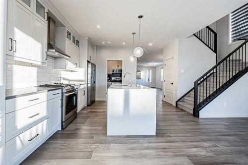 300 Savanna Way Ne, Calgary, AB - Indoor Photo Showing Kitchen With Upgraded Kitchen