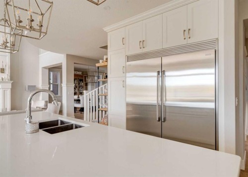 147 Legacy Mount Se, Calgary, AB - Indoor Photo Showing Kitchen With Double Sink With Upgraded Kitchen