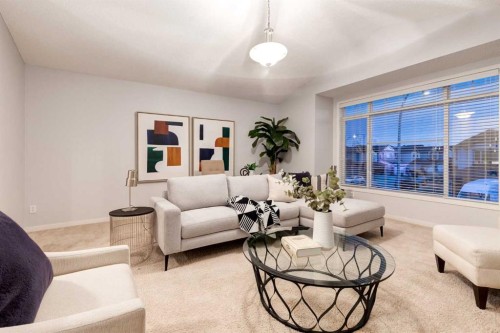 120 New Brighton Lane Se, Calgary, AB - Indoor Photo Showing Living Room
