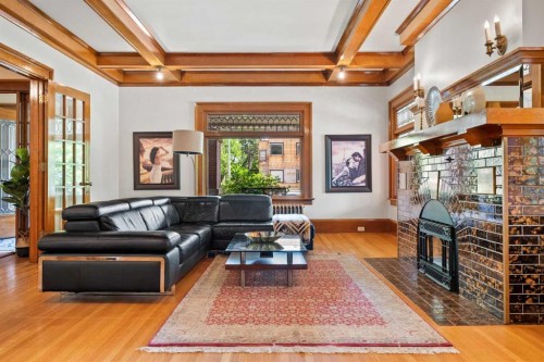1933 5 Street Sw, Calgary, AB - Indoor Photo Showing Living Room With Fireplace