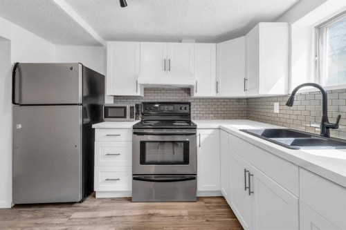 10 Radcliffe Crescent Se, Calgary, AB - Indoor Photo Showing Kitchen With Double Sink