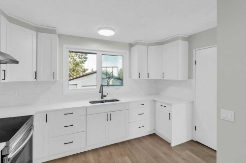 10 Radcliffe Crescent Se, Calgary, AB - Indoor Photo Showing Kitchen With Double Sink