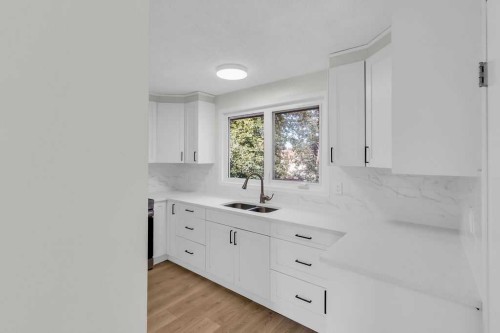 10 Radcliffe Crescent Se, Calgary, AB - Indoor Photo Showing Kitchen With Double Sink