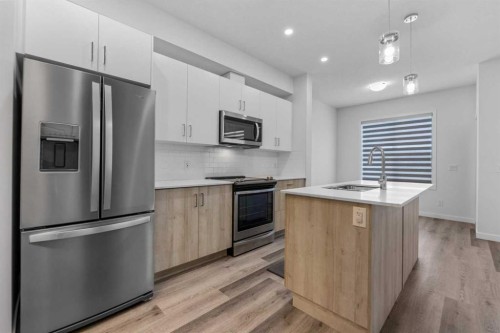 137-137 Red Embers Link Ne, Calgary, AB - Indoor Photo Showing Kitchen With Stainless Steel Kitchen With Upgraded Kitchen