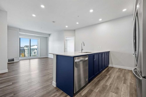 303-255 Les Jardins Park Se, Calgary, AB - Indoor Photo Showing Kitchen With Stainless Steel Kitchen