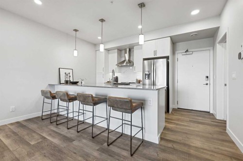 305-255 Les Jardins Park Se, Calgary, AB - Indoor Photo Showing Kitchen With Upgraded Kitchen